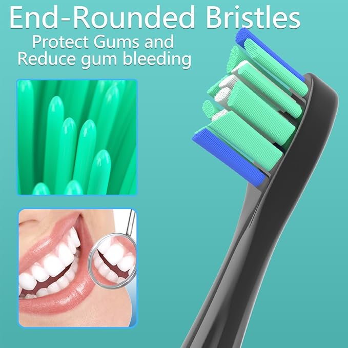 Replacement Heads Compatible with Sonicare Toothbrush, Replacement Brush Head for Philips Sonicare Electric Toothbrush 4100 5100 6100 9900 C2 W3 and More Click-on Handles 12 Black