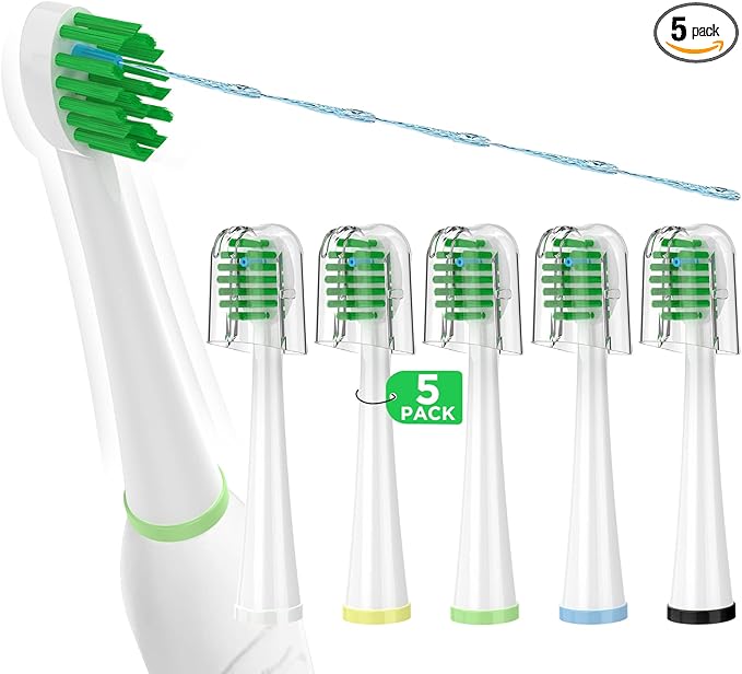 Replacement Toothbrush Heads for All Waterpik Sonic Fusion Models (SF-01, SF-02, SF-03, and SF-04 Series), Compact, with Covers, 5 Count, White