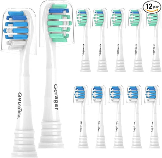 Replacement Heads Compatible with Philips Sonicare Toothbrush C1 C2 C3 A3 W3 G2 G3 4100 5100 6100 1100 2100 3100, Toothbrush Heads Brush Head, 12 White