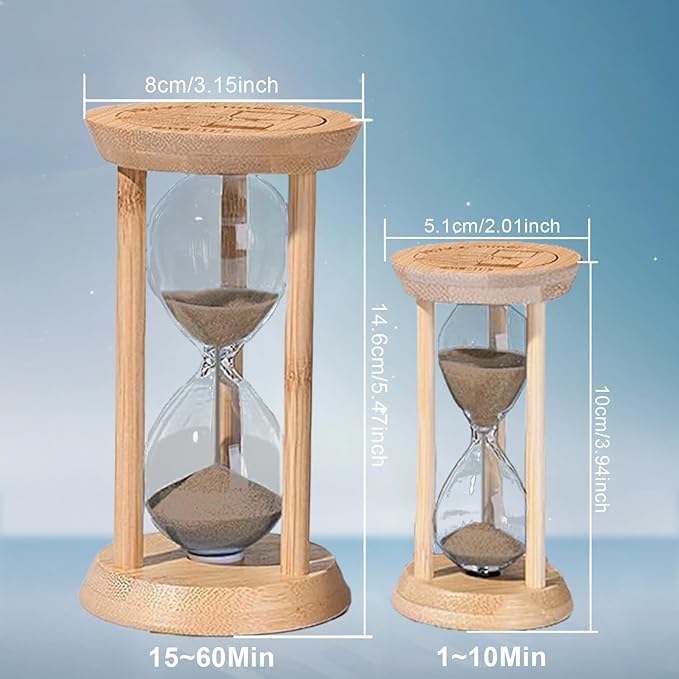 1 Minute Sand Timer,Mini Hourglass 1 Min,Small Wooden Frame Sandglass,Brown Sand Watch for Classroom,Baking,Game,Desk Decor