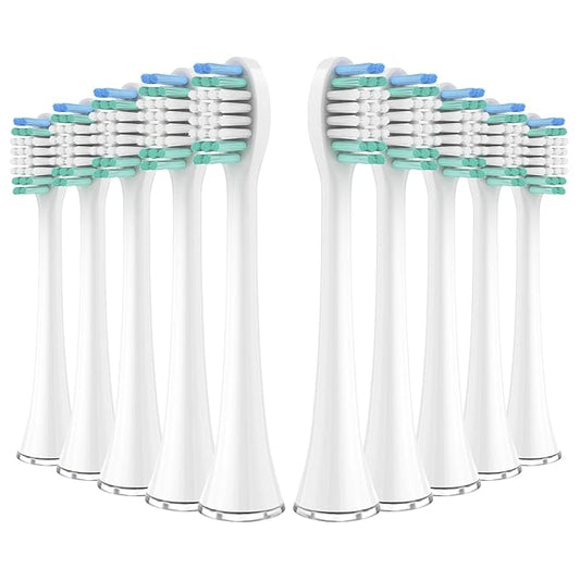 Replacement Toothbrush Heads for AquaSonic Black Series, Vibe Series, Black Series Pro,and for Duo Pro Electric Toothbrush White, Pack of 10