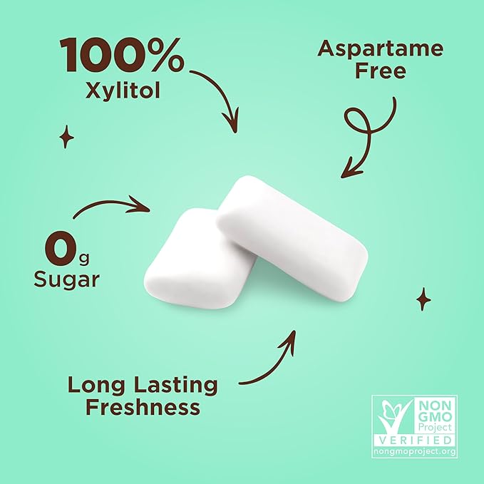 PUR Gum | Aspartame Free Chewing Gum | 100% Xylitol | Natural Chocolate Mint Flavored Gum, 55 Pieces (Pack of 12)