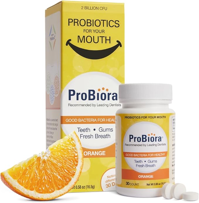 ProBiora Oral-Care Chewable Probiotic Tablets | Probiotic Supplement for Women & Men | Healthier Teeth & Gums | Fresher Breath | Whiter Teeth | 30 Count | Pack of 3 | Orange