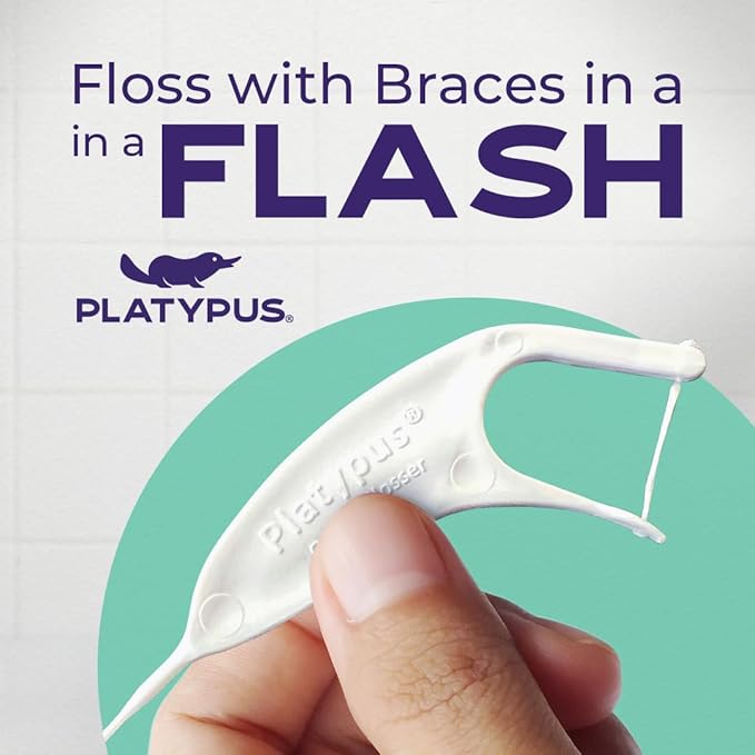 Platypus Orthodontic Flossers for Braces, 30 Count (Pack of 4), Ortho Picks for Adults & Kids, Fits Under Arch Wire, Non-Damaging, Encourage Flossing Habits