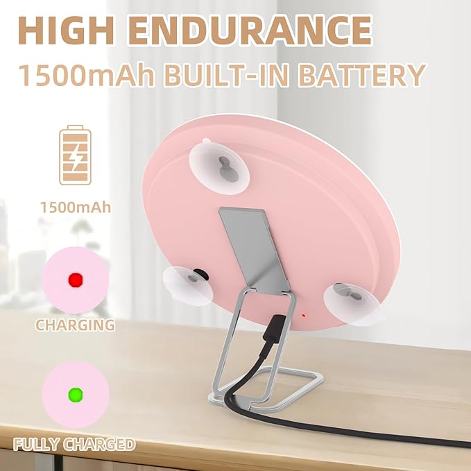 10x Magnifying Mirror with Light Large 6'' Lighted 10x Magnified Mirror with Suction Cups & Table Stand, 3 Color Modes Dimming High Magnification Travel Makeup Mirror with Tweezers & Scissors
