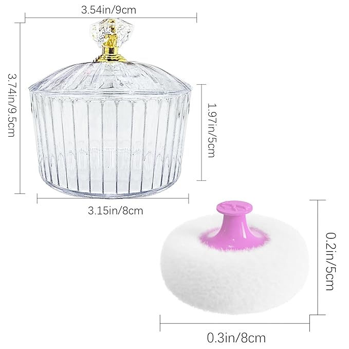 3 Pcs Body Powder Puff and Container, Large Soft Face Body Powder Puff Dish Fluffy for Women
