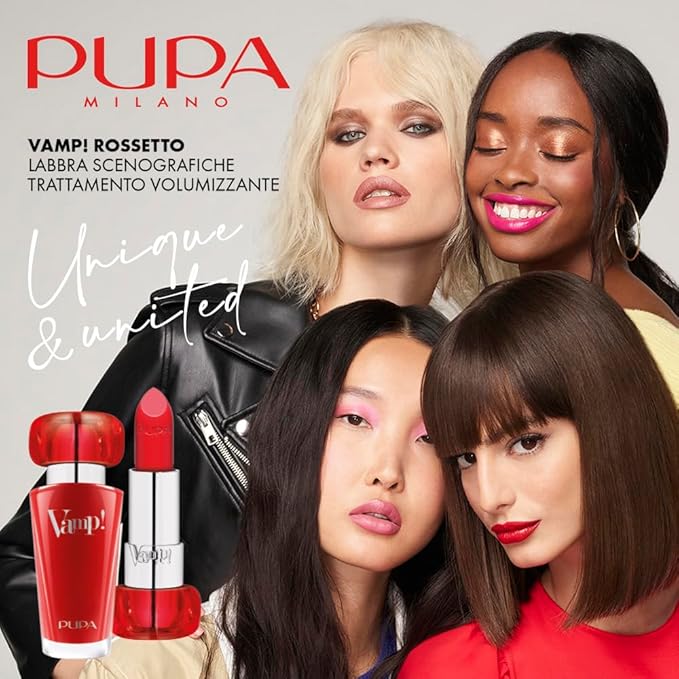 Pupa Milano Vamp! Extreme Colour Lipstick With Plumping Treatment - For Fuller, Defined Lips - Adds Incredible, Deep Color To Lips - Soft Texture Adheres Perfectly - 104 Ancient Rose - 0.123 Oz