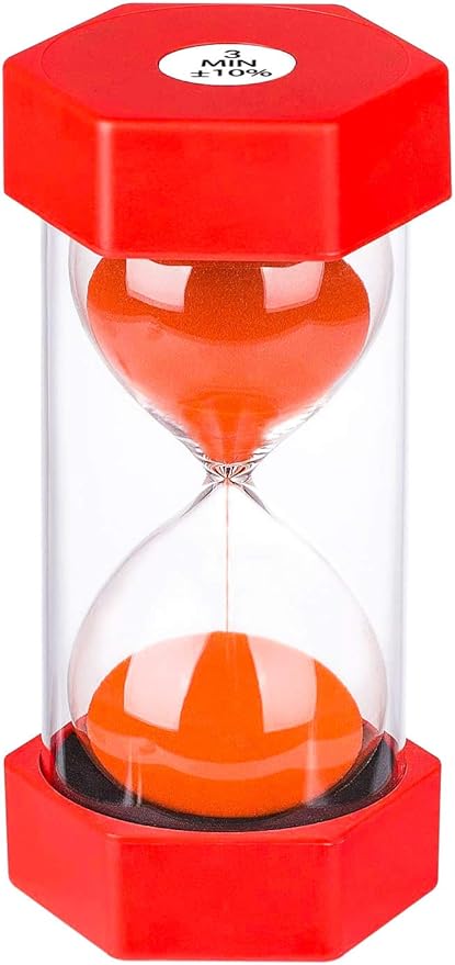 3 Minute Sand Hourglass Timer: Plastic Sand Clock 3 Minutes, Large Red Sand Watch 3 Min, Colorful Hour Glass Sandglass Timer for Kids, Games, Classroom, Kitchen, Decorative