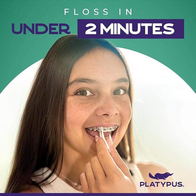 Platypus Orthodontic Flossers for Braces, 30 Count (Pack of 4), Ortho Picks for Adults & Kids, Fits Under Arch Wire, Non-Damaging, Encourage Flossing Habits