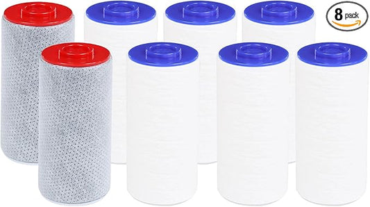 Replacement Filter Set for Weddell Duo - High-efficiency Shower Water Filtration System that Removes Chlorine/PFAS/Contaminants for Better Skin and Hair Health (2RED+6BULE)
