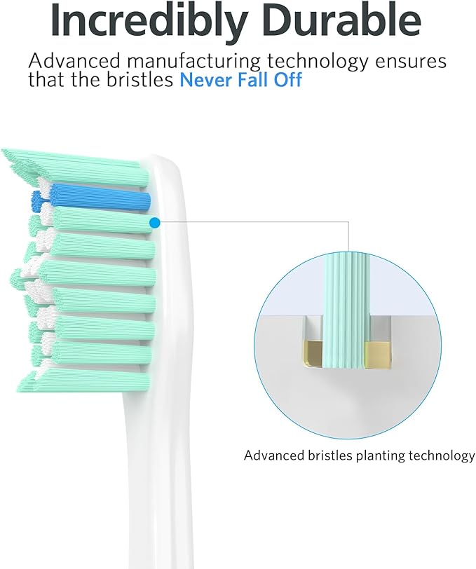 Replacement Toothbrush Heads for Philips Sonicare Replacement Heads E-Series, Essence, Xtreme, Electric Replacement Brush Head for Phillips Sonicare, for Philips Sonic Care Toothbrush,Green & White