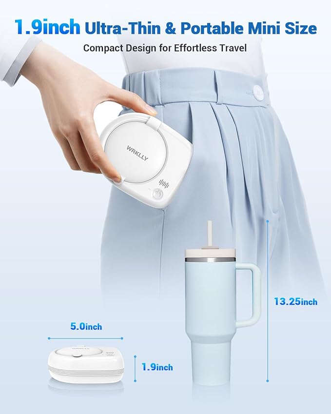 Rechargeable Ultrasonic Retainer Cleaner Machine | 50kHz 1.9 inch Ultra-Thin Portable | Night Guard Aligners Jewelry |6pcs Cleaner Tablets Included | Quick & Deep Clean Modes | Oral Dental Care