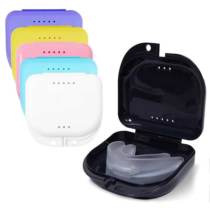 Orthodontic Retainer Case - Pack of 6 Assortment-Odorless Mouth Guard Case-Retainer Holder,Ventilated, Durable & Hygienic Night Guard Case for Carrying & Protecting Braces, Partial Dentures & Aligners