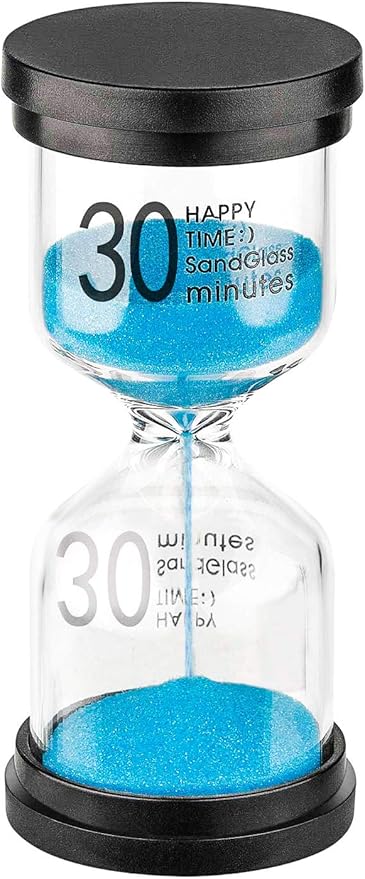 30 Minute Sand Hourglass Timer: Plastic Sand Clock 30 Minutes, Extra Blue Reloj De Arena, Unity Hour Glass Colorful Sandglass Timer for Kids, Games, Classroom, Kitchen, Decoration