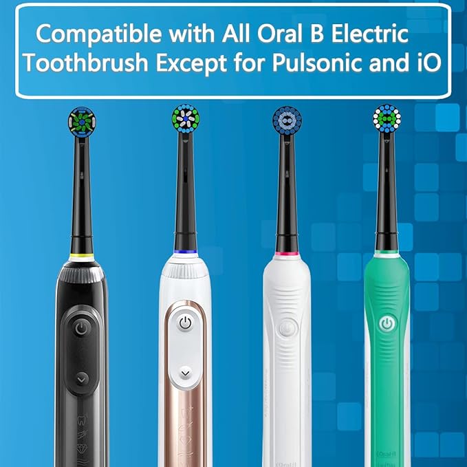 Replacement Heads Compatible with Oral B Braun Electric Toothbrush, Replacement Toothbrush Heads Fit for Oral-b Pro 1000/7500/3000/7000/8000/500, 8 Packs (Black)
