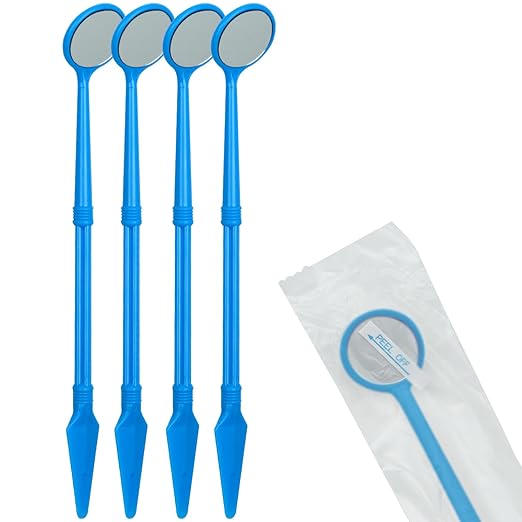 200 PCs Dental Grade Disposable Dental Mouth Mirrors with Spatula Handle by Omnia ONE | Fog-Free, Dual-Purpose Design – Clear Visibility & Tongue Retraction – Ideal for Exams & Procedures