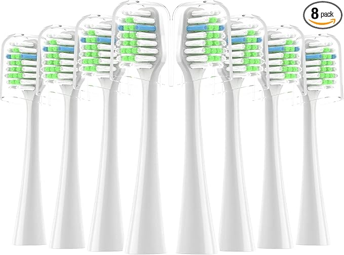 Replacement Toothbrush Heads Fits for Waterpik Complete Care 9.0 (CC-01), Care 5.0 (WP-862) Sonic Electric Tooth Brush Refill(8-pc), Pisonicleara