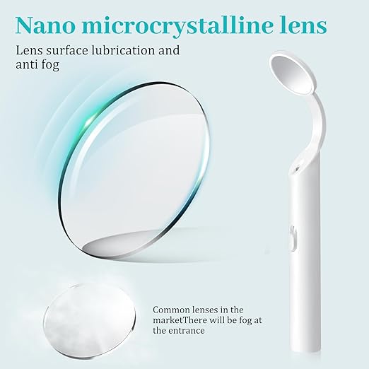 2 Pieces Dental Mirror with Light - LED Lighted Teeth Inspection Mirror, Anti Fog Curve Angle Mouth Mirrors Dentist Oral Assistant Care Tool Accessories (White)