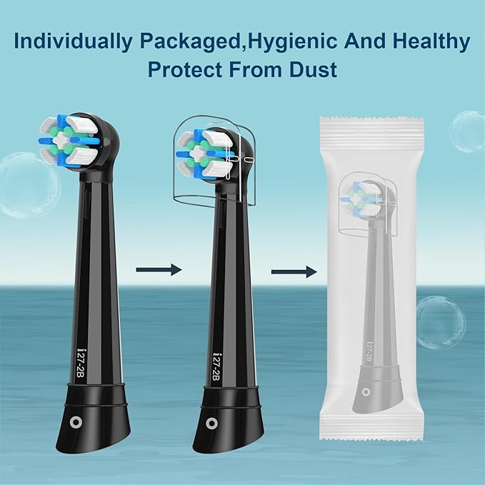 12pcs iO Replacement Heads Compatible with Oral B iO 2/3/4/5/6/7/8/9/10 Series Electric Toothbrush,IO Toothbrush Heads Compatible with Oral B iO,Medium-Hard bristles Care for Your Teeth,Black