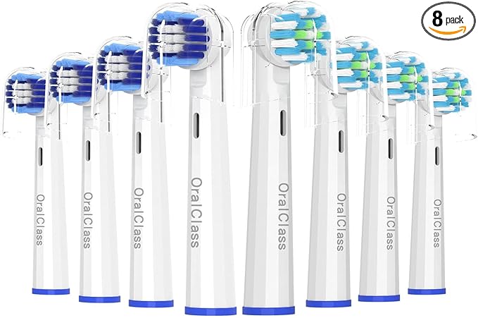 Replacement Toothbrush Heads Compatible with Oral B Braun, Medium Soft Precision Electric Brush Head Refills Fit for Oralb Pro 1000/7000/9600/500/3000/5000/6000/8000 etc, 8 Pack with Covers