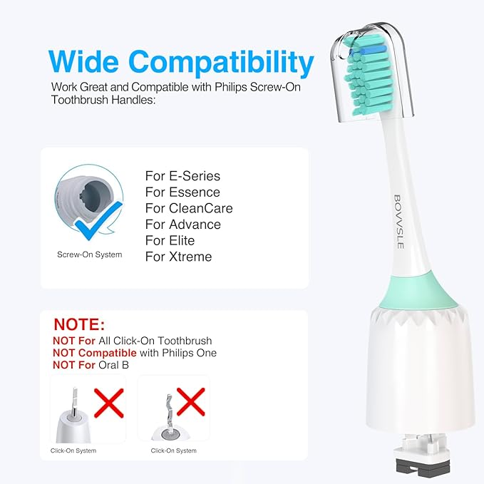 Replacement Toothbrush Heads for Philips Sonicare Replacement Heads E-Series, Essence, Xtreme, Electric Replacement Brush Head for Phillips Sonicare, for Philips Sonic Care Toothbrush,6 Pcs
