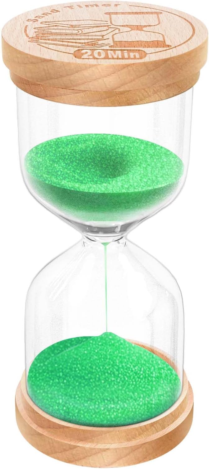 20 Minute Sand Timer Hourglass, Beech Wood Hourglass Sand Clock, Small Wooden 20 Min Hour Glass, 20 Minutes Sandglass, Reloj De Arena, Classroom, Game, Kitchen, Home, Office, Decorative