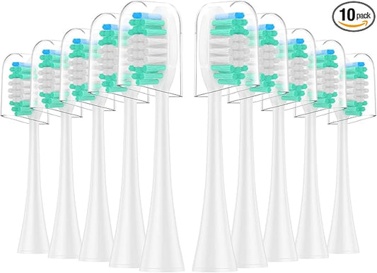 Replacement Toothbrush Heads 10 Pack Compatible with AquaSonic Black Series, Vibe Series Electric Toothbrush, White