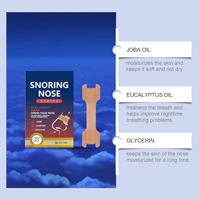 30 Pack Nasal Strips for Snoring, Anti-Snoring Nose Tape to Help Stop Snoring and Relieve Nasal Congestion. Sleep、Exercise Breathing, Extra Strength Anti-snoring Solution.
