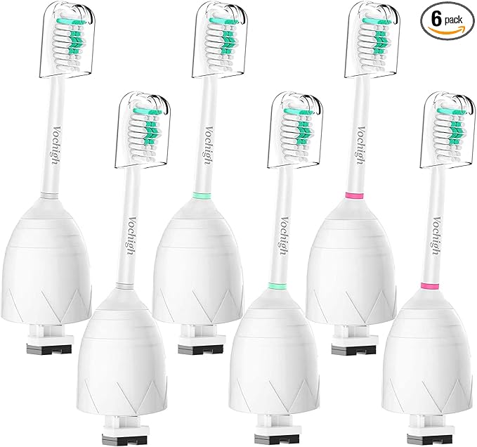 Replacement Toothbrush Heads Compatible with Philips Sonicare: fit Sonicare E-Series HX7022/66, Cleancare & Advance Screw-On Electric Brush Handles, 6 Pack
