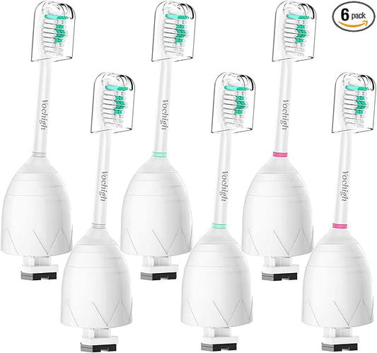 Replacement Toothbrush Heads Compatible with Philips Sonicare: fit Sonicare E-Series HX7022/66, Cleancare & Advance Screw-On Electric Brush Handles, 6 Pack