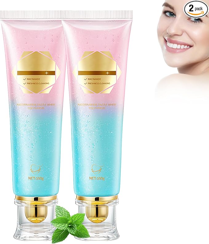 2Pcs Acssart Radiant Niacinamide Intensive Whitening Toothpaste, Niacinamide White Toothpastes, Remove Tooth Stains, Fresh Breath