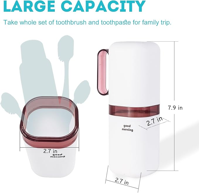 Toothbrush Travel Case,Toothbrush Holder and Rinse Cup with Handle Travel Toothbrush Holder,Multifunctional Toothbrush Cup,Large Capacit Travel Toothbrush Holder with Mouthwash Cup(Purple+Blue)