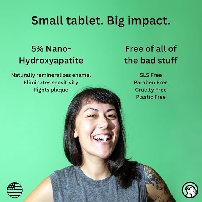 Canary Nano Hydroxyapatite Toothpaste Tablets Strawberry Kiwi - Remineralizing, Fluoride Free, All Natural Tabs with Xylitol - Great for Kids, Plastic Free - 189 Count