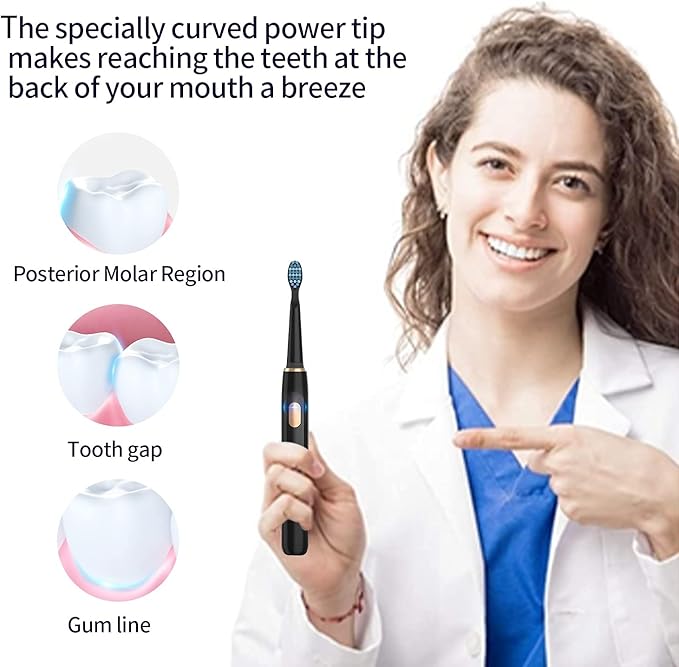 Replacement Toothbrush Heads Compatible with TEETHEORY Sonic and Fairywill Toothbrush - Electric Brush Heads Replacement for FW-507/508/515/551/917/959/D1/D3/D7/D8/2011, 10 Pack, Black