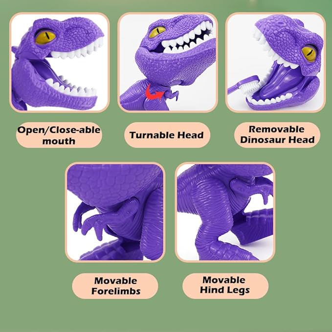 10PCS Plastic Dinosaur Simulation Dentist Play Set Animation Medical Kit Pretend Toy for Kids Hygienic Habbit Cultivation Role Play Game for Children 5 Models 4 Colors Simple OPP Bag Packaging (Red)