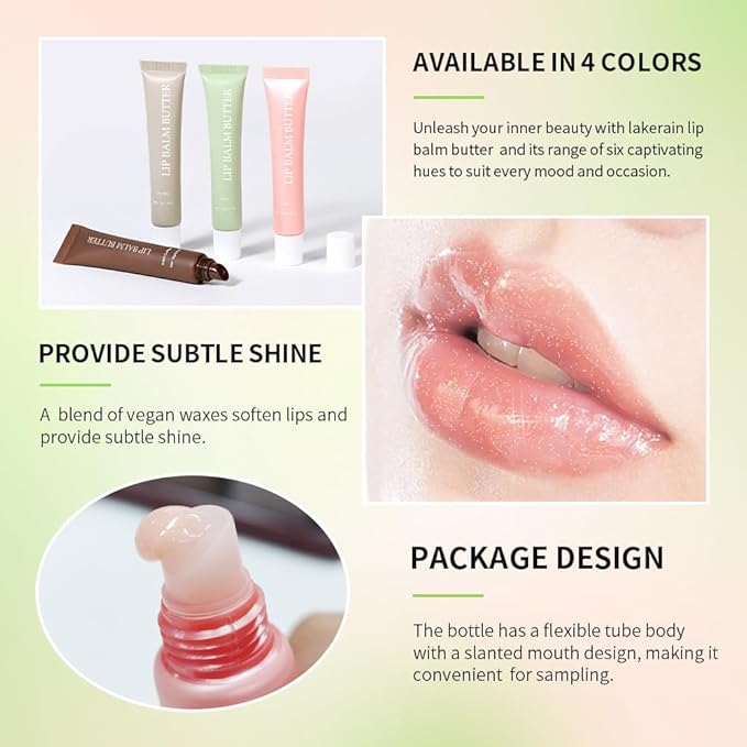 Summer Lip Glossy Butter Lip Balm, Lip Gloss Set, Soothing Lip Skincare, Instant Moisture, Lightweight, Nourish, Hydrate, Moisturizing Tint, Non-Sticky, Long-lasting (Iced Coffee, Large)