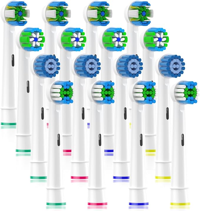 Replacement Heads Compatible with Oral B Braun Electric Toothbrush, Replacement Toothbrush Heads Fit for Oral-b Pro 1000/7500/3000/7000/8000/500, 16 Packs (White)