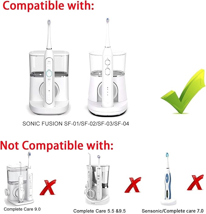 Replacement Flossing Toothbrush Heads(6-pc) Fit for Waterpik Sonic Fusion 2.0 SF-01, SF-02, SF03 & SF-04 Tooth Brush Refill Pisoniclea(SF-Black)