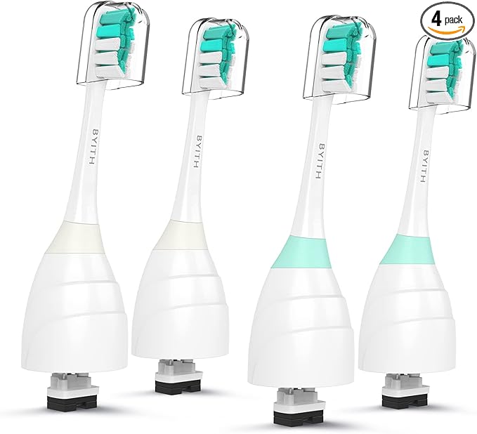 Replacement Brush Heads Compatible with Sonicare E-Series Toothbrush HX7022/66, Essence, Xtreme, Elite, Advance and CleanCare Screw-On Handles, 4 Pack