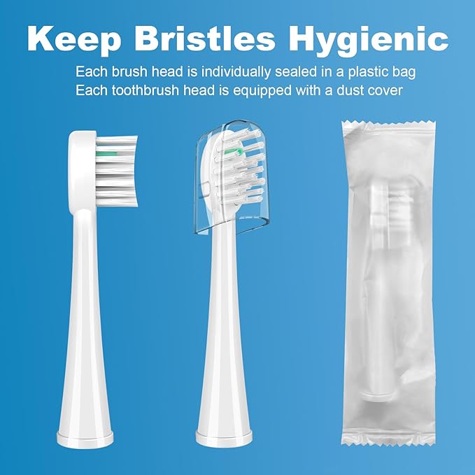 Replacement Brush Heads for WaterPik Sonic-Fusion 2.0 Flossing Toothbrush (SF-03/SF-04) and Sonic-Fusion Flossing Toothbrush (SF-01/SF-02),4 Count White with Covers