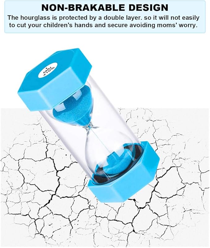 20 Minute Hourglass Sand Timer: Large Unbreakable Colorful Sand Clock, Plastic Blue Sand Watch 20 Min for Kids Games Classroom