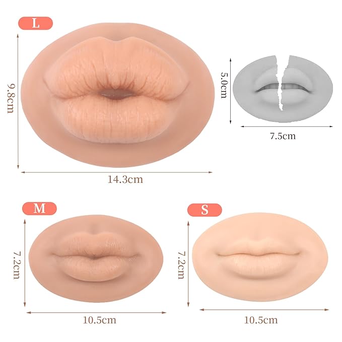 3D Silicone Fake Lips Large with Lipstick for Makeup Tattoo Practice Realistic Artificial Lip Mannequin for Beginners Artists (Charming Smiling Lip,Fair Skin)