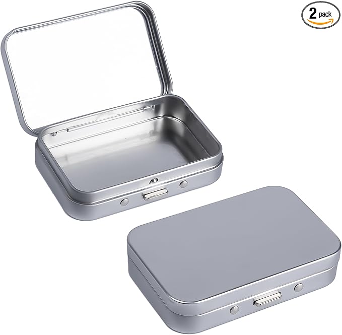 2Pack Dental Floss Portable Case,Refillable Portable Floss Pick Holder Container with Mirror,Small Floss Dispenser for Travel, Dates,Dinners and Hotels(Silver)