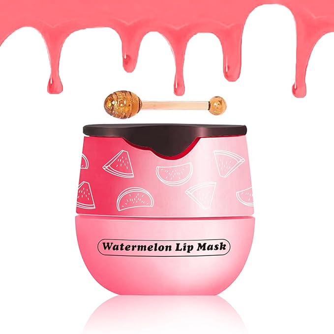 1 Pack Watermelon Lip Balm Honey Pot, Vitamin E Lip Masks & Moisturizing Propolis Sleeping Lip Mask, Effective Reduces Lip Lines Prevention Dry Lip Care