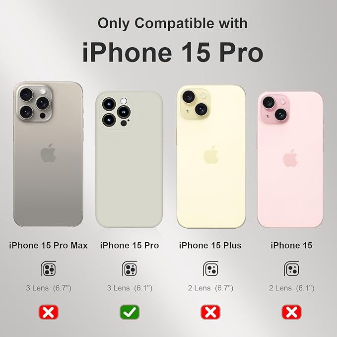 Magnetic for iPhone 15 Pro Case, Compatible with MagSafe, with 9H Nano Screen Protectors, Full Camera Protection, Silicone Shockproof Microfiber Lining Phone Case 6.1", Stone