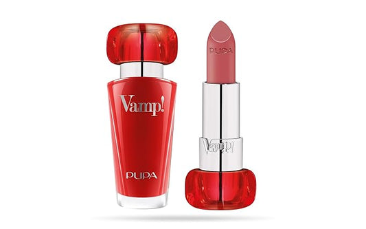 Pupa Milano Vamp! Extreme Colour Lipstick With Plumping Treatment - For Fuller, Defined Lips - Adds Incredible, Deep Color To Lips - Soft Texture Adheres Perfectly - 104 Ancient Rose - 0.123 Oz