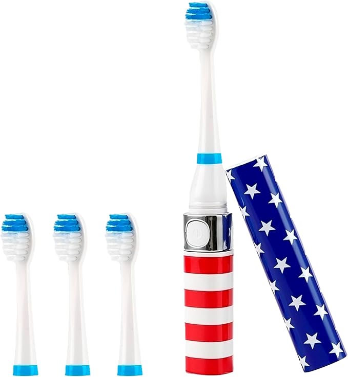 Pursonic Portable Sonic Toothbrush Battery Operated, Battery Included, 3 Brush Heads Included, 22,000 Strokes Per Minute, Brush On The Go (USA)