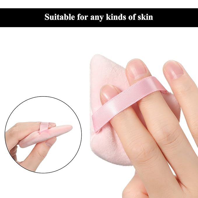 Maitys 12 Pieces Powder Puff Triangle Face Makeup Cosmetic for Loose Powder Soft Body Washable Reusable Foundation Sponge Mineral Wet Dry Makeup Tool for Women(Large, Small,Black, Pink)