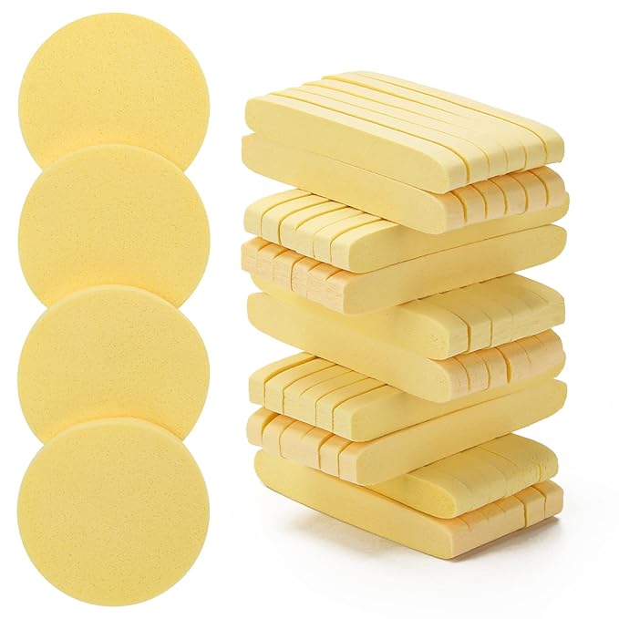 120 Pcs Facial Sponge Compressed, Luxiv Face Cleansing Sponge Estheticians Compressed Makeup Facial Sponge Round Wash Face Sponges for Women Compress Exfoliating Removal Sponge