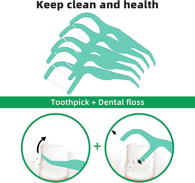 RAZOKO Dental Floss Picks | Toothpick, Shred-Resistant Floss, Easy Grip Handle, Fresh Mint Flavor, 400 Count (Pack of 2)